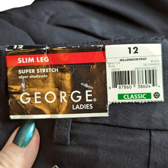 George Millennium Slim Fit Super Stretch Classic Fit Black Pant Size 12 - Picture 9 of 15